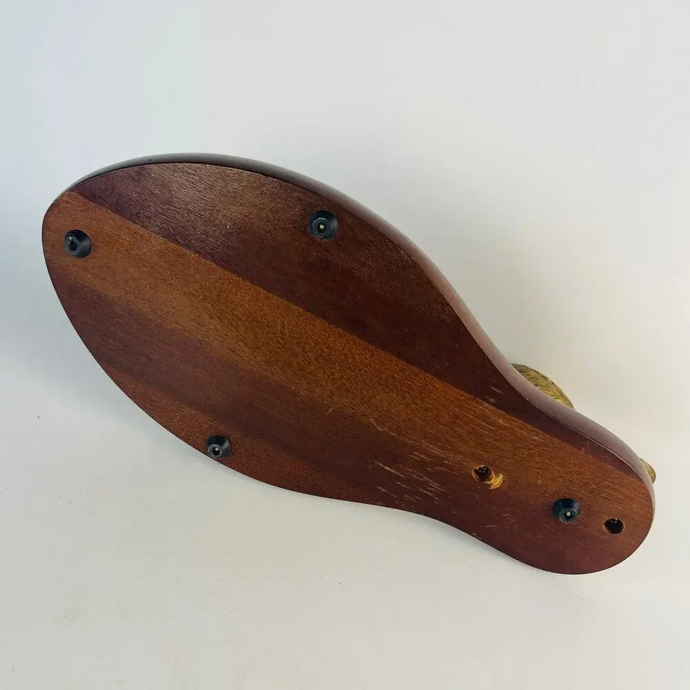 Vintage Brass Duck Head W/ Wood Dresser Valet Vanity Coin Tray